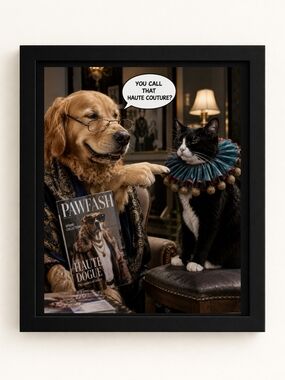 Hand Crafted Pet Couture Print - Black, Gold, Teal